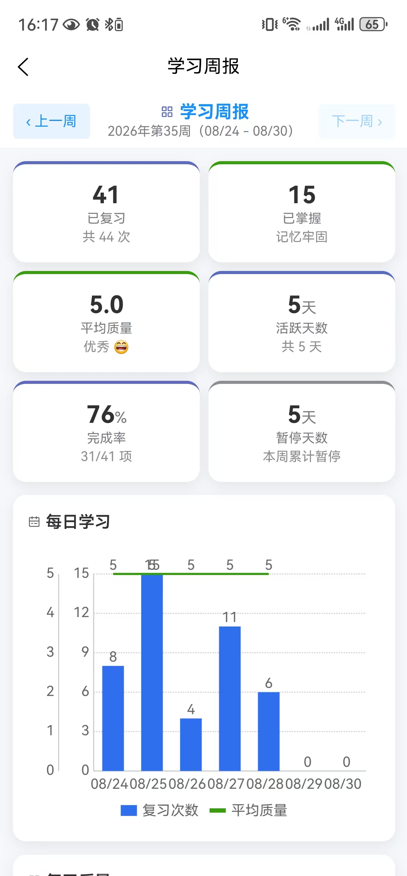 移动端学习周报 - 复习数据
